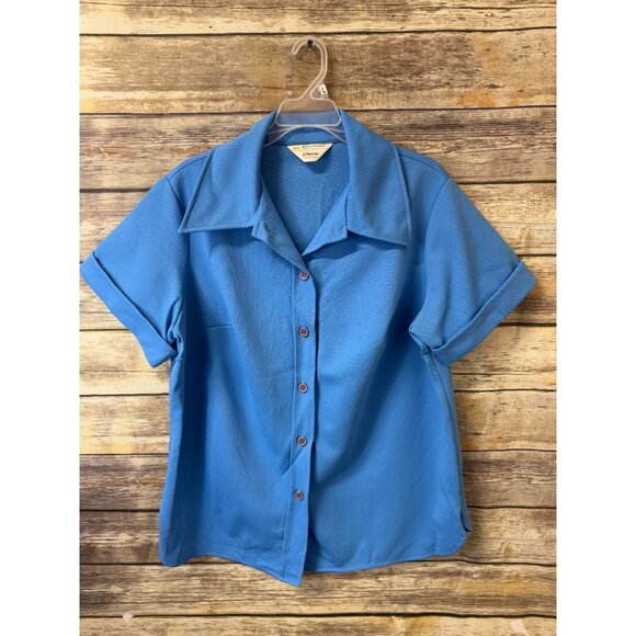 Vintage 1970s‎ JC Penny Fashions 2X 20W Top Button Front Short Sleeve Collared - Picture 1 of 4